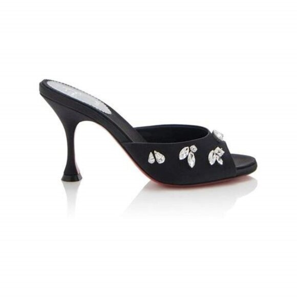 Christian Louboutin Degraqueen Crystal-Embellished Crepe Satin Sandals 36 - Picture 1 of 9